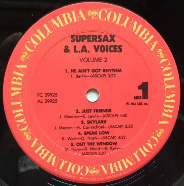 ◆ SUPERSAX & LA VOICES Vol.2 ◆ Columbia FC-39925 (promo) ◆_画像3