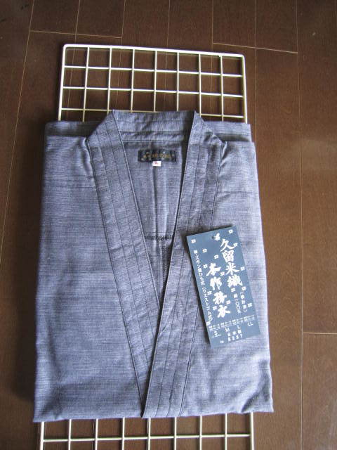 作務衣（青ネズ）Lサイズ　久留米織本作務衣　日本製　綿100％