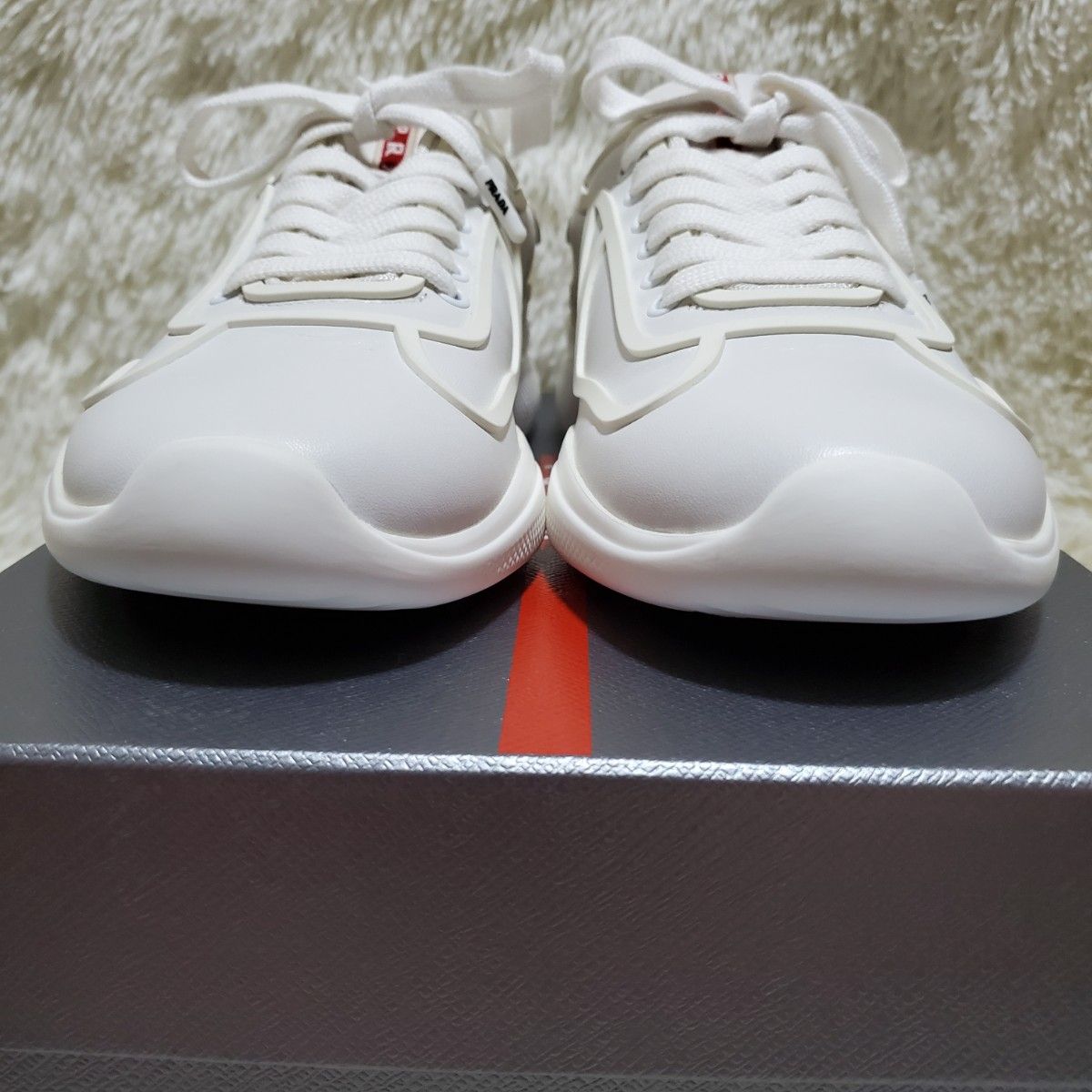 【PRADA】ラムレザー スニーカー 新品未使用】PRADA プラダ スニーカー メンズ ホワイト 約27cm