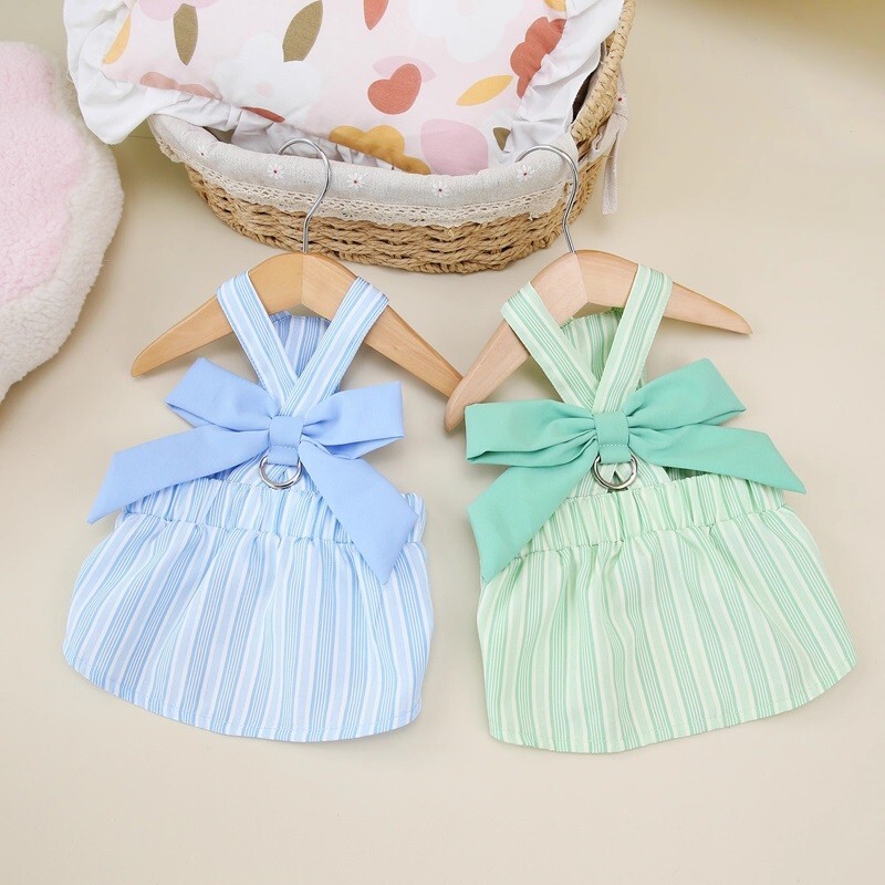 [ last price cut!990 jpy -600 jpy ] green L size * dog clothes camisole Ribon D can attaching new goods dog wear new work pet spring summer autumn One-piece 