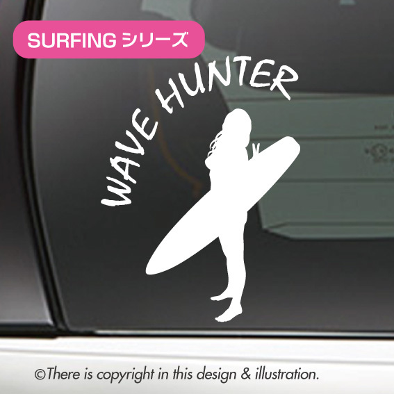 ■送料無料　 サーフィン006　GIRL PEACE SIGN BOARD ／SURF ★ ステッカー_画像1