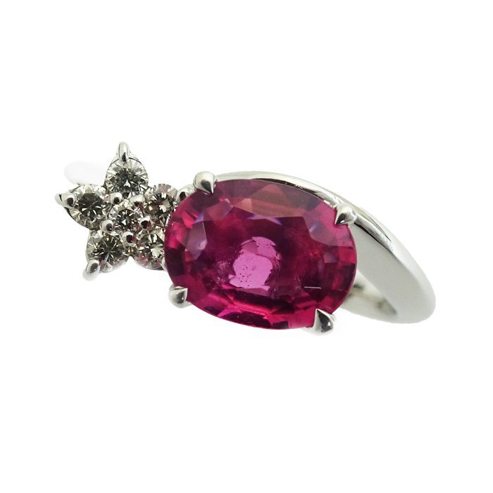 【新品仕上げ済】K18WG ピンクトルマリン(ルベライト) ダイヤモンド 指輪 1.05ct 0.15ct 4.2g 11.5號 ホワイトゴールド 18金 ダイヤ リング