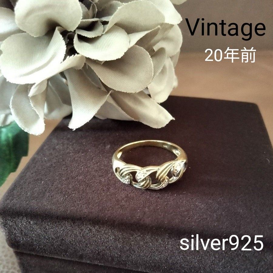 ★セール★USED【シルバー925】 コンビ指輪リング★ ヴィンテージ★鎖★シルバー&ゴールドカラー★レトロ★レア★Vintage ★セール★USED【シルバー925】 コンビ指輪リング★ ヴィンテージ★鎖★シルバー&ゴールドカラー★レトロ★レア★Vintage