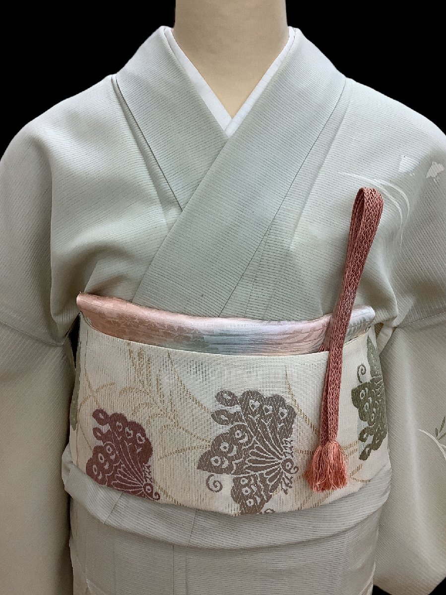  кимоно cocon* tsukesage лето предмет . длина 167.72.5 шелк незначительный зеленый серия широкий воротник одиночный . obi * мелкие вещи продается отдельно [7-5-5K-0010-t]