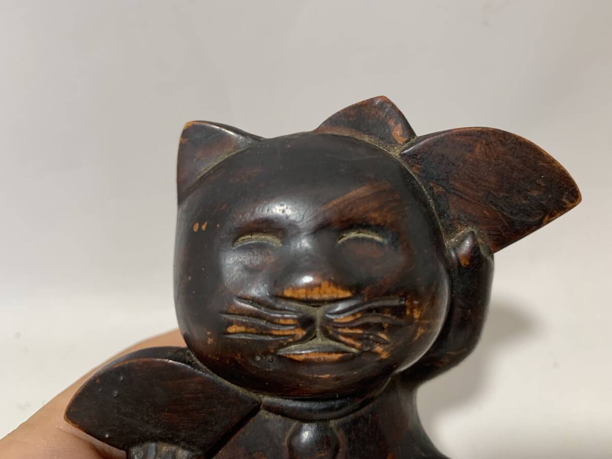 Yahoo!オークション - 時代 木彫 漆 招き猫 Yahoo!オークション - 時代 木彫 漆 招き猫
