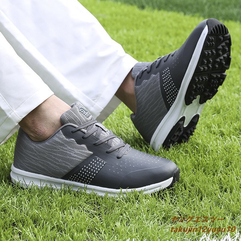  новый товар туфли для гольфа спорт обувь уличный спортивная обувь ходьба легкий Fit чувство широкий . водонепроницаемый . скользить выдерживающий . эластичность . серый 26.0cm