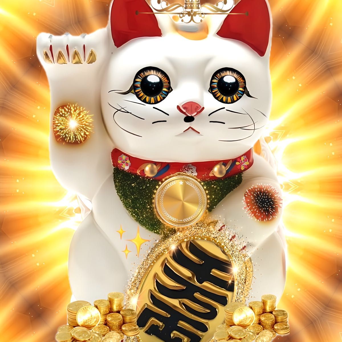 幸福と繁栄を招く招き猫 額縁付き 開運と幸福絵画風水癒しと 幸福と繁栄を招く招き猫 額縁付き 開運と幸福絵画風水癒しと