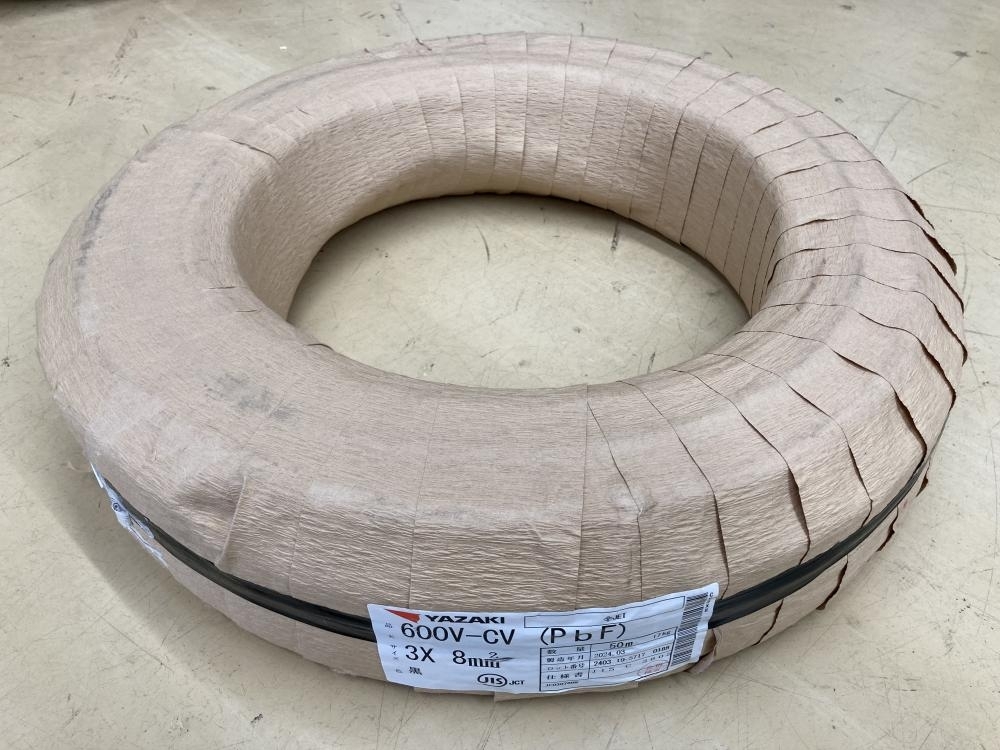 022○未使用品○矢崎 CVケーブル 3×8 50m ※伝票直 022○未使用品○矢崎 CVケーブル 3×8 50m ※伝票直