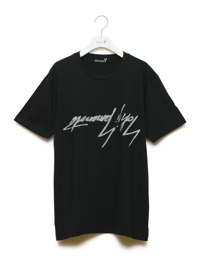 美品 Ground グラウンドワイ ブラック 半袖Tシャツ 逆さロゴ GroundY Y