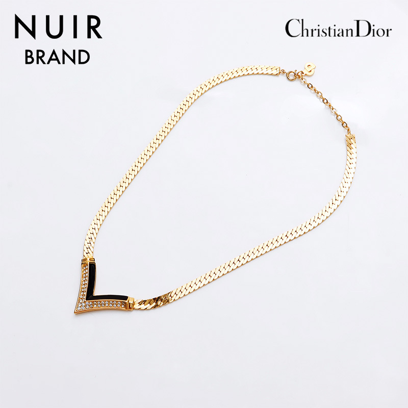 全ての ラインストーン ネックレス Dior Christian / ゴールド ロゴ ネックレス(トップつき)