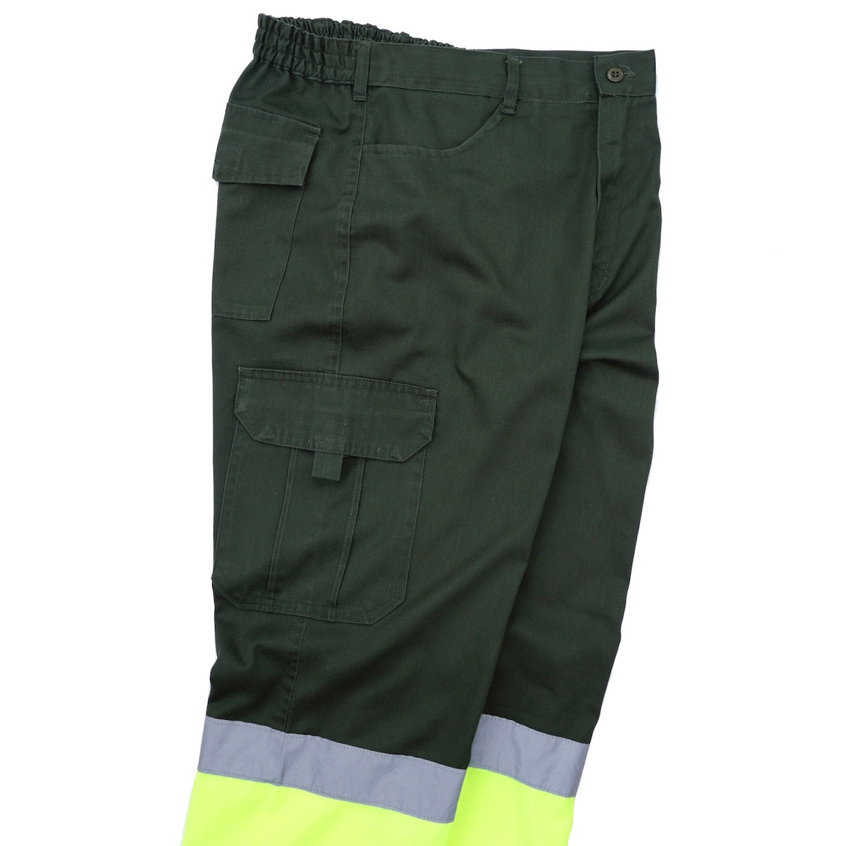 adeepi reflector Work cargo pants dark green × neon yellow 42 absolute size S~M degree Europe old clothes 