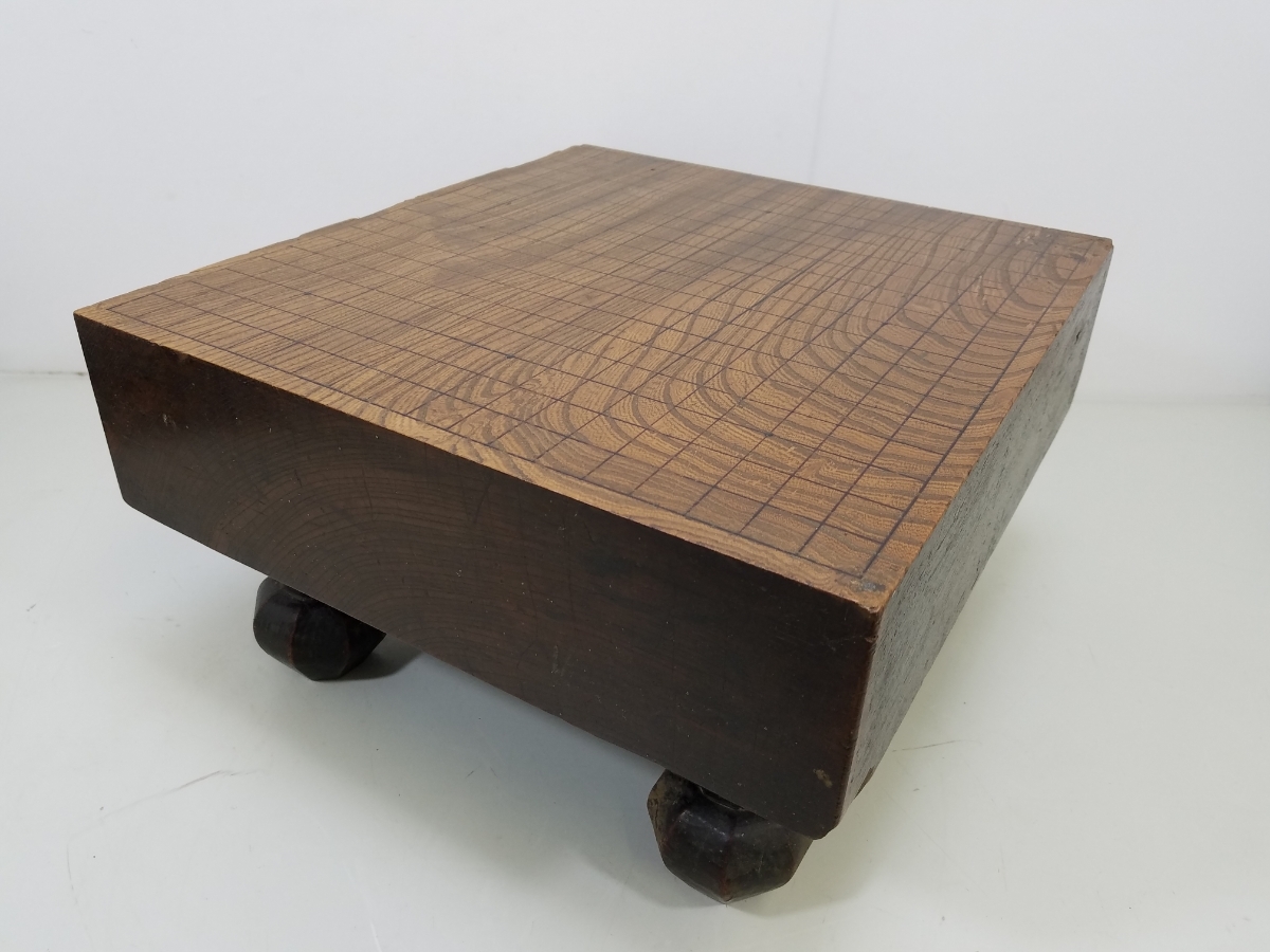 古い足付 囲碁盤 欅無垢材 へそあり 厚み11cm 骨董 アンティーク レトロ ビンテージ