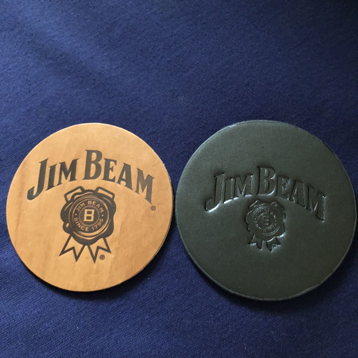 ＊レア＊ JIM BEAM ジムビーム レザー コースター 2枚セット_画像1