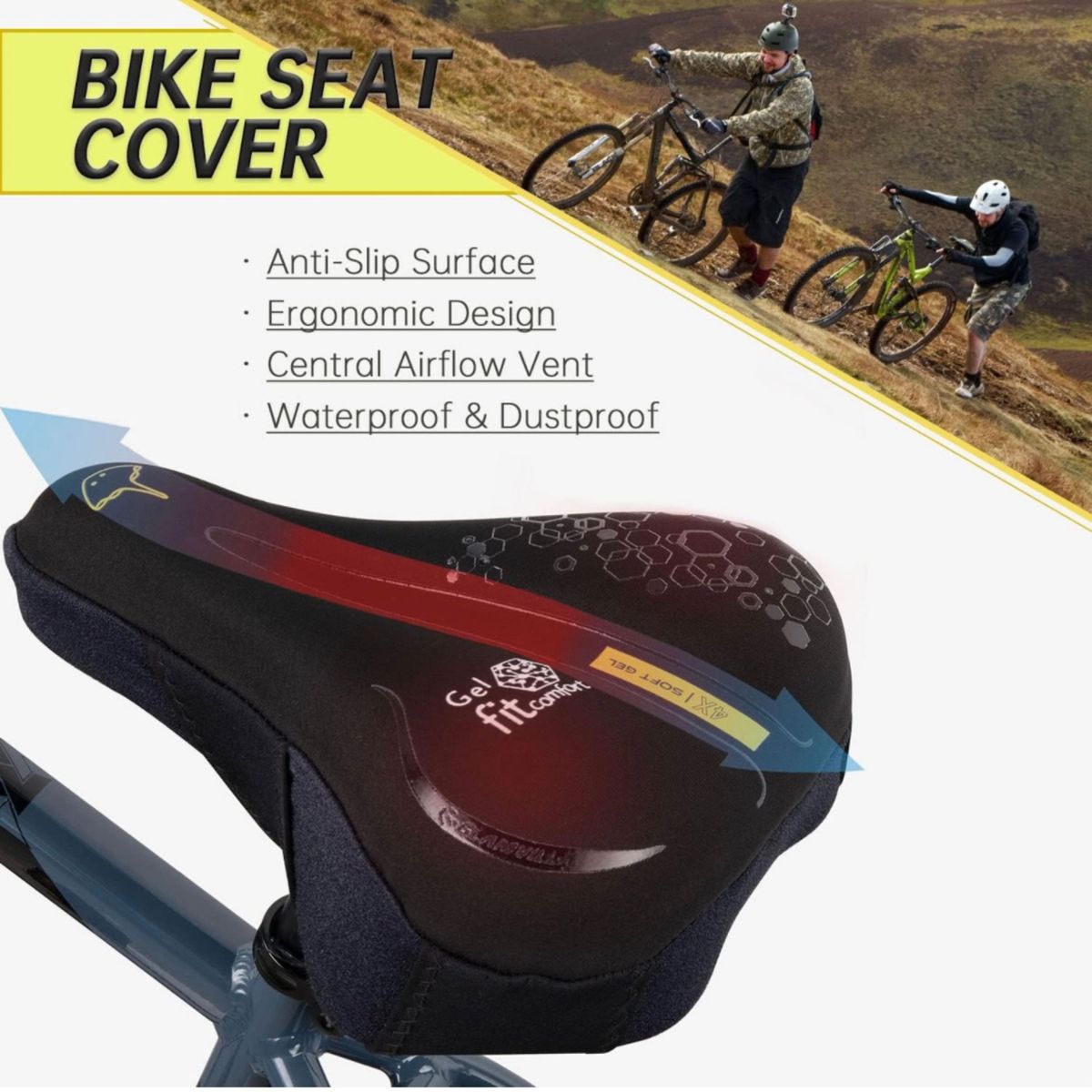 GLAMVILLA ゲル自転車シートカバー 快適 自転車シートカバー GLAMVILLA ゲル自転車シートカバー 快適 自転車シートカバー