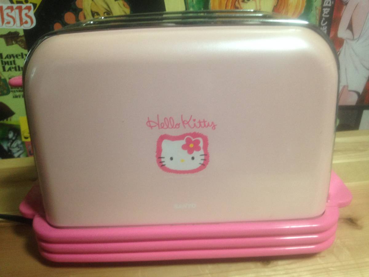 直接受渡し可能　SANYO サンヨー自動トースター SK-KT11 ハローキティ 100V 620Wトースト Hello Kitty　ハローキティ ピンク 動作OK_画像2