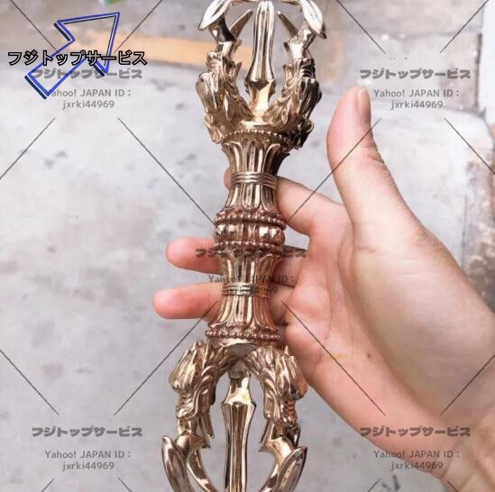 密教法具 寺院用仏具」唐型 五鈷杵 銅製 磨き仕上げ 22cm 仏壇、仏具 密教法具 寺院用仏具」唐型 五鈷杵 銅製 磨き仕上げ 22cm 仏壇、仏具