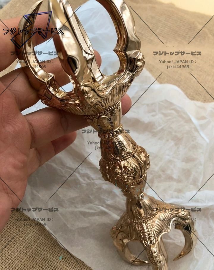 真言宗鬼面型 五鈷杵 真鍮製 密教法具 寺院用仏具 23cm 仏壇・仏具 真言宗鬼面型 五鈷杵 真鍮製 密教法具 寺院用仏具 23cm 仏壇・仏具