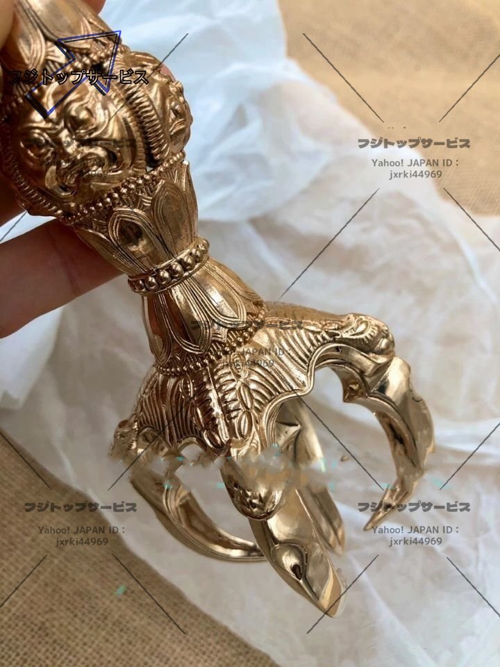 真言宗鬼面型 五鈷杵 真鍮製 密教法具 寺院用仏具 23cm 仏壇・仏具 真言宗鬼面型 五鈷杵 真鍮製 密教法具 寺院用仏具 23cm 仏壇・仏具