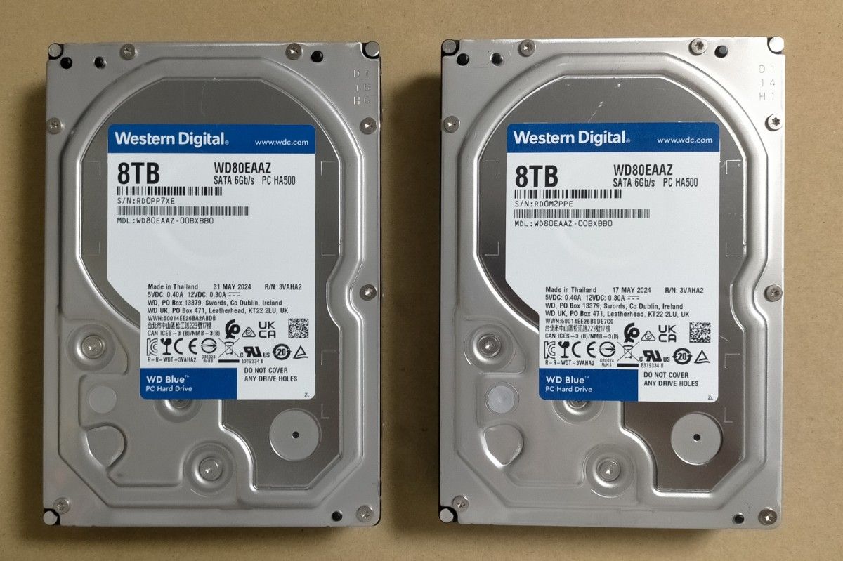 2点セット Western Digital ハードディスクWD80EAAZ CMR HDD 8TB 2点セット Western Digital ハードディスクWD80EAAZ CMR HDD 8TB