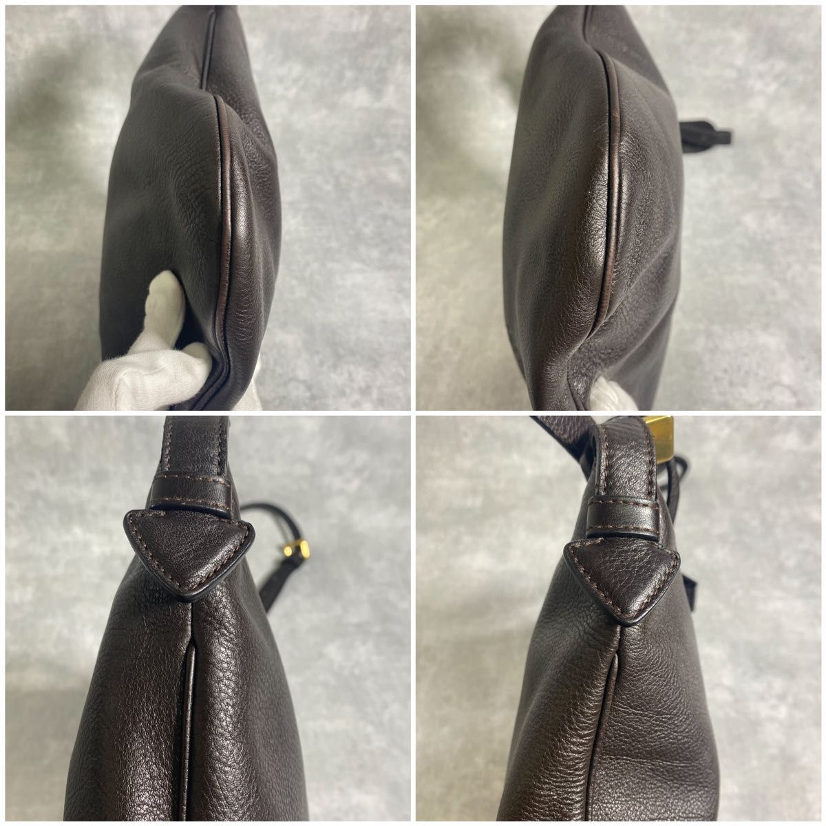 美品】ロエベ ヘリテージ ショルダーバッグ ダークブラウン 美品】ロエベ ヘリテージ ショルダーバッグ ダークブラウン