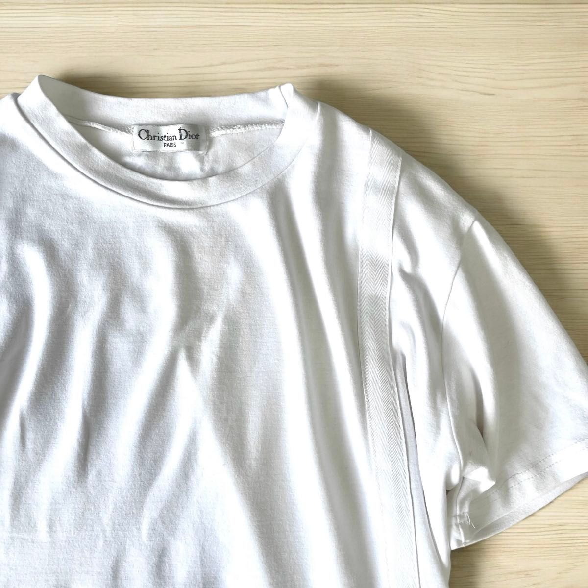 要在庫確認 DIOR ホワイト クルーネック Tシャツ Christian Diorクリスチャンディオールジップポケットロゴ T