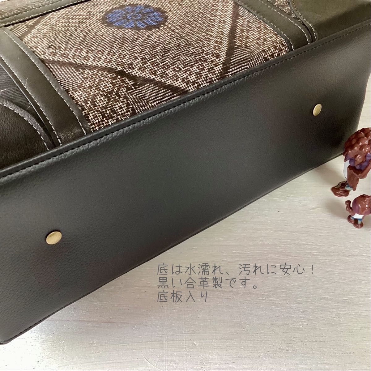 秋名バラ 龍郷 大島紬 × 本革 着物リメイク 大きめ トートバッグ 秋名バラ 龍郷 大島紬 × 本革 着物リメイク 大きめ トートバッグ