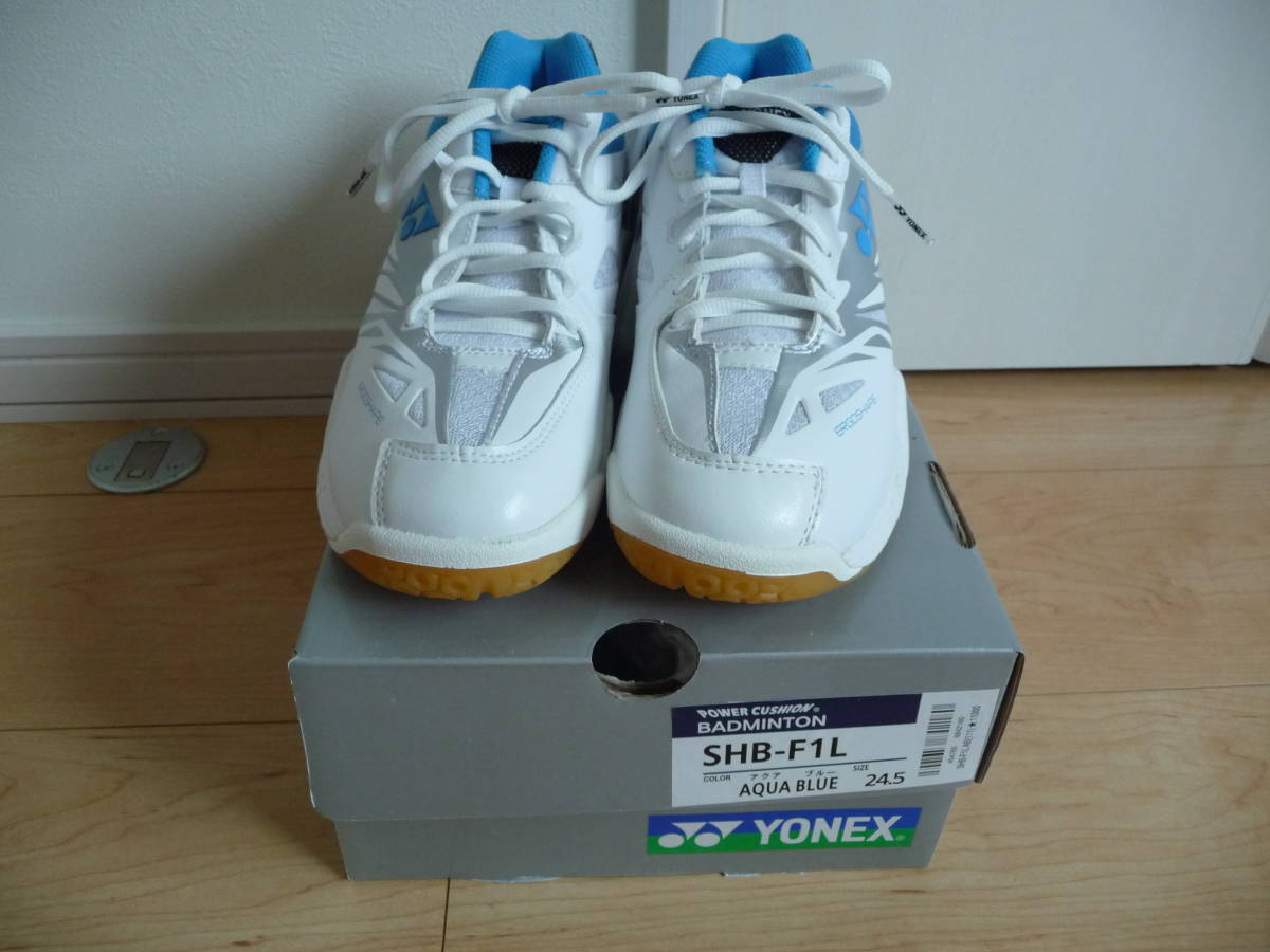 B5.40%off! YONEX SHB-F1L 111 24.5cm Yonex badminton shoes aqua blue 