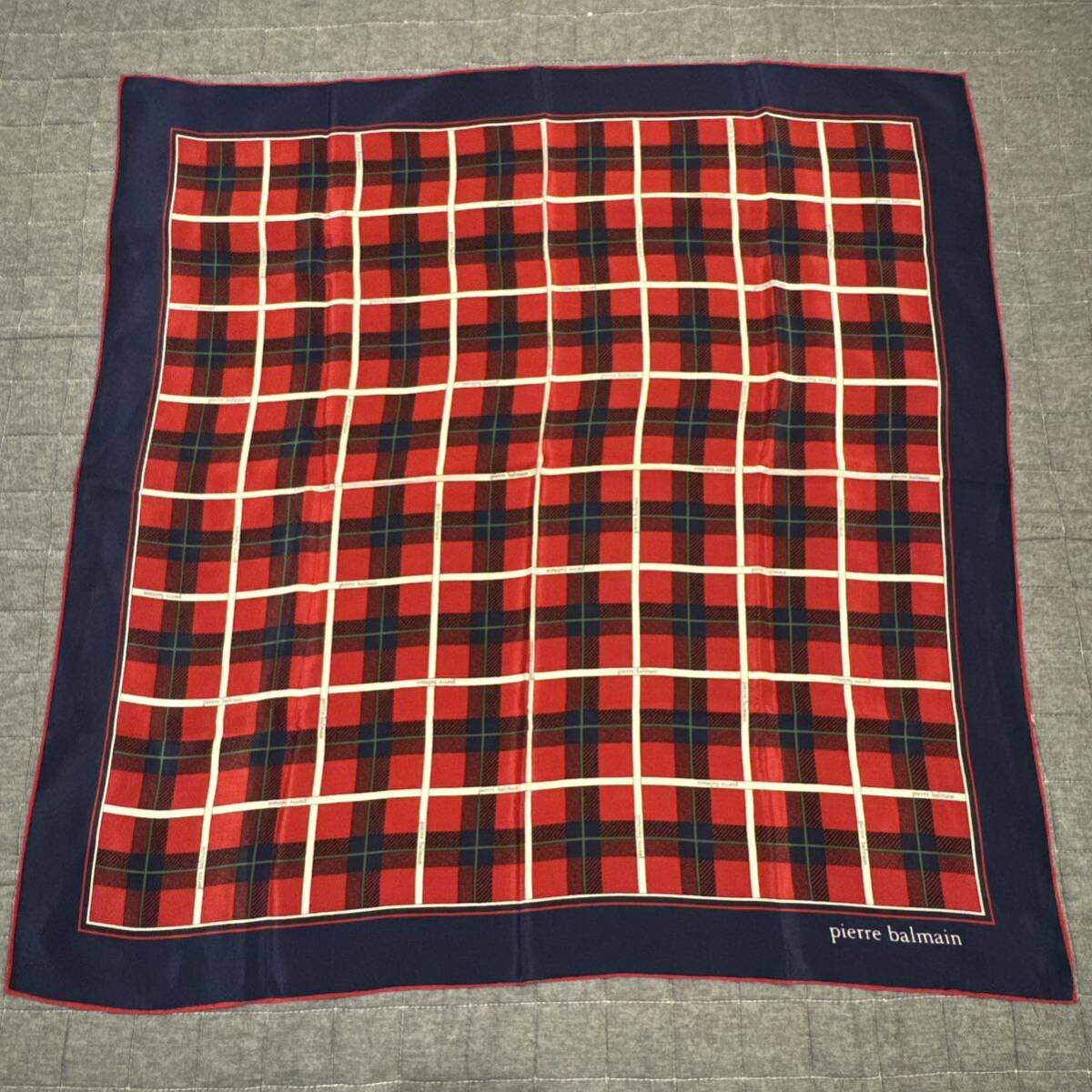 PIERRE BALMAIN Pierre Balmain silk scarf check Logo 