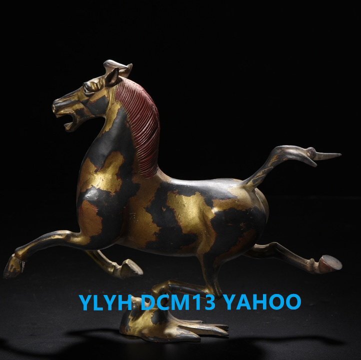 銅製拓金 馬踏飛燕 時代物 極細工 中國古美術 賞物 置物 銅製拓金 馬踏飛燕 時代物 極細工 中國古美術 賞物 置物