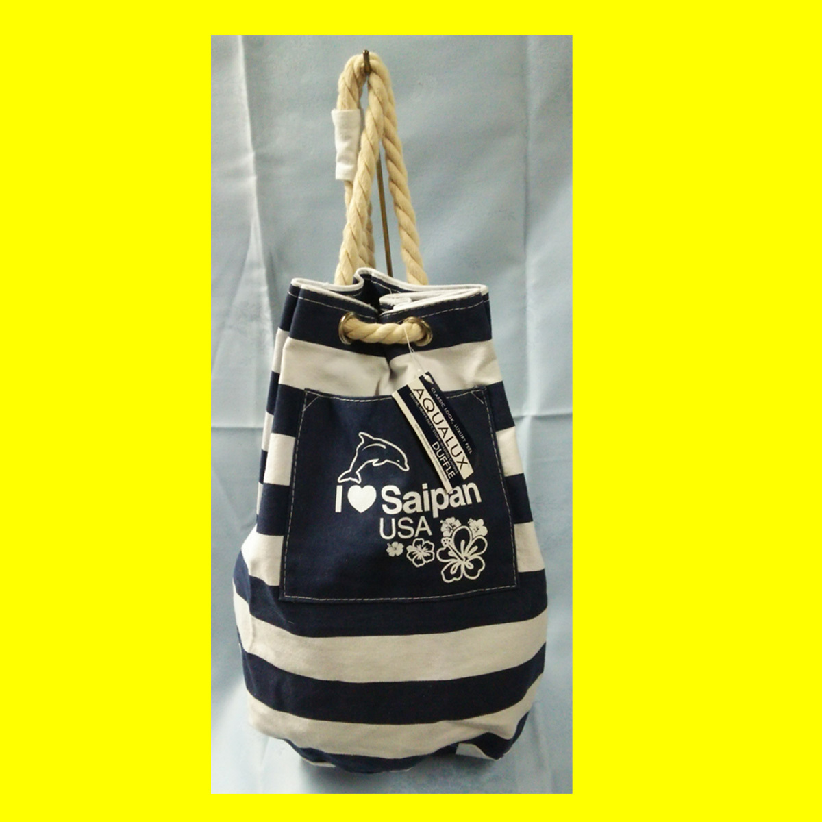 AQUALUX border pattern one shoulder bag ( I Love Saipan) unused goods 