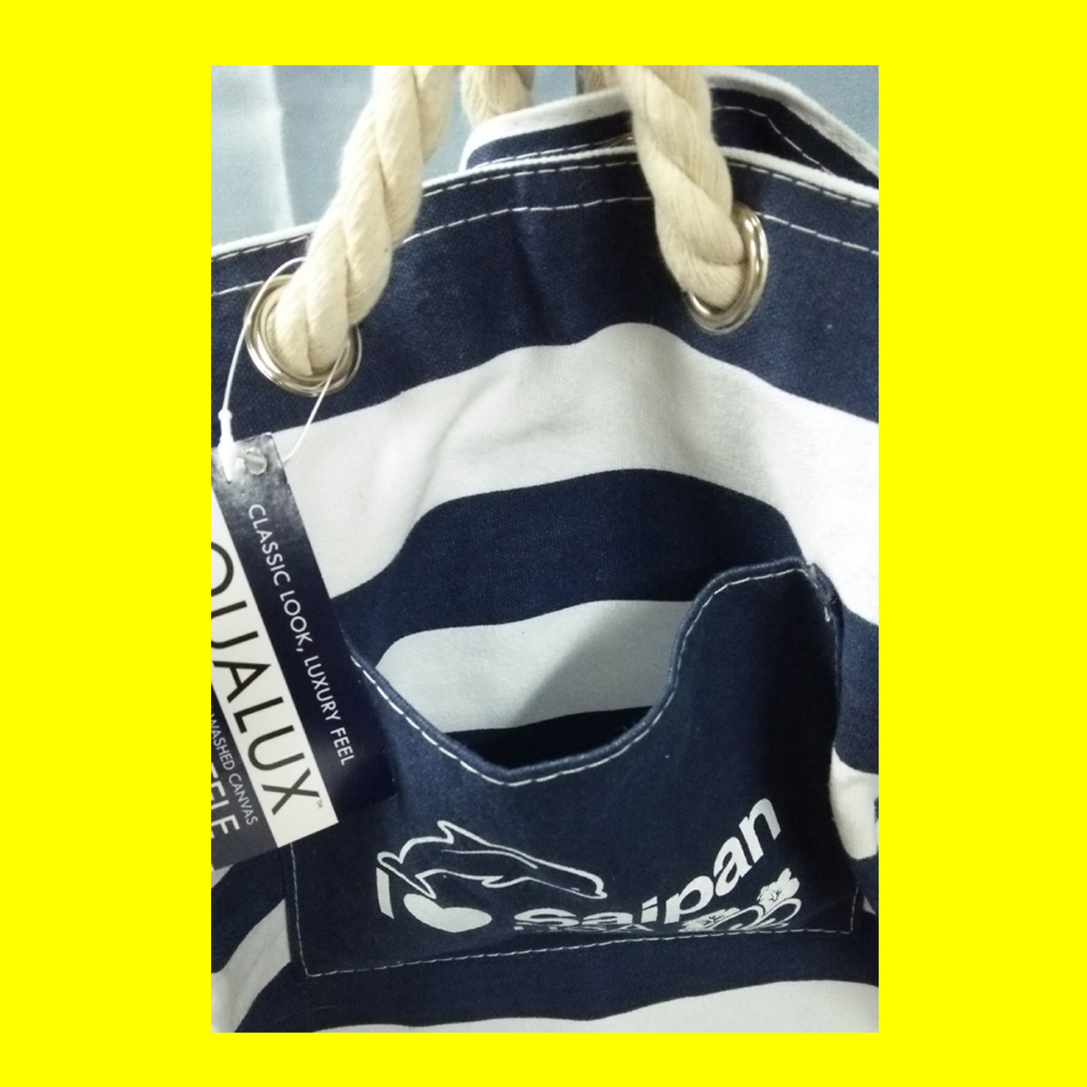 AQUALUX border pattern one shoulder bag ( I Love Saipan) unused goods 