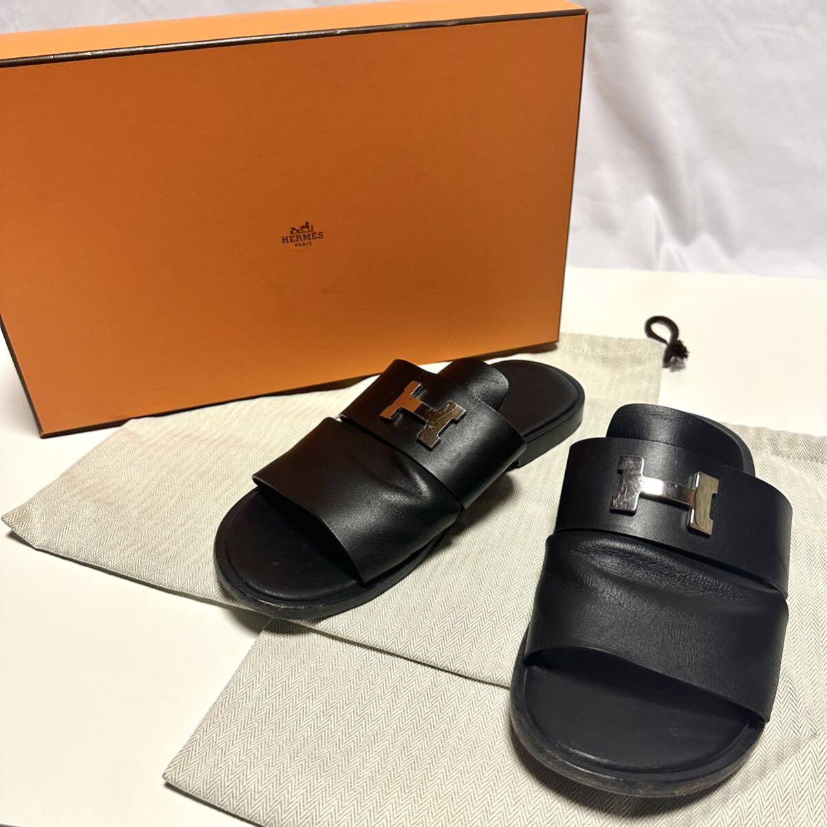 希少 HERMES エルメス アルル サンダル メンズ 40 ブラック 希少 HERMES エルメス アルル サンダル メンズ 40 ブラック