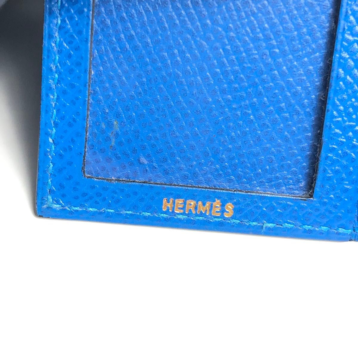 未使用 エルメス ミニフォトケース 写真入れ 写真ケース ブルー系 レザー HERMES エルメス フォトケース 写真ケース ブルー 青 レザー