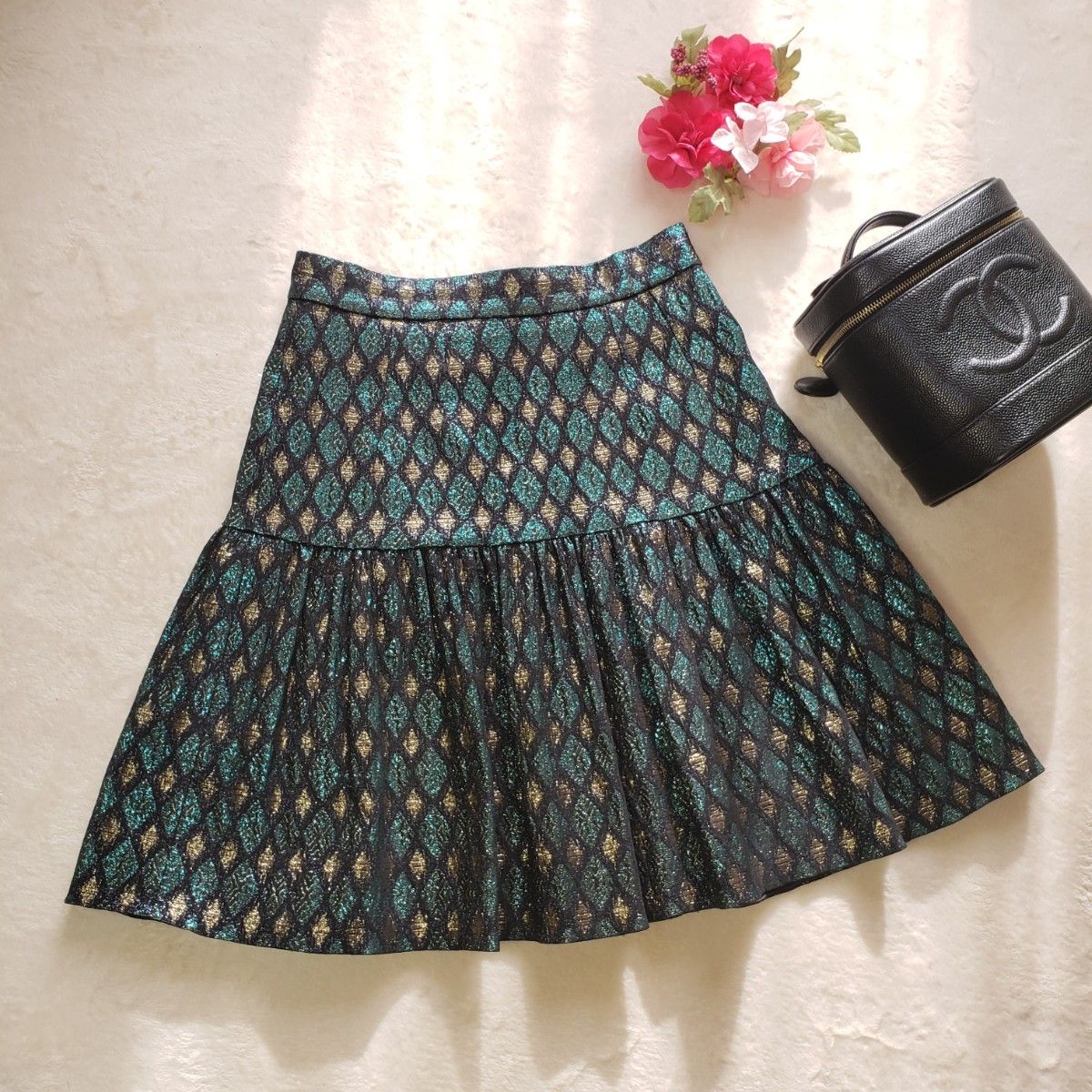 【SALE】DOLCE&GABBANA 上品 レース スカート ゴールド DOLCE&GABBANA レーススカート