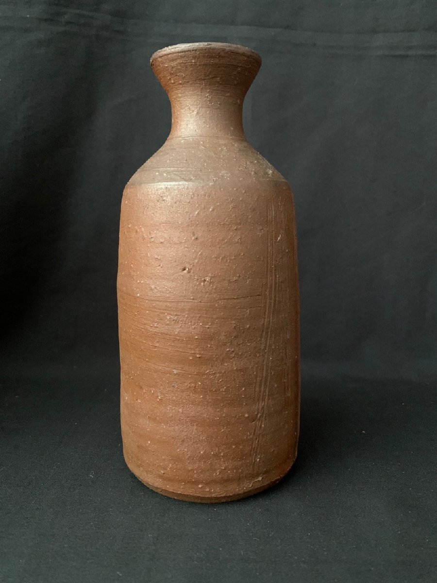 骨董】備前 人間国宝 藤原雄 徳利 高さ約20cm 合箱 酒器 花器 花