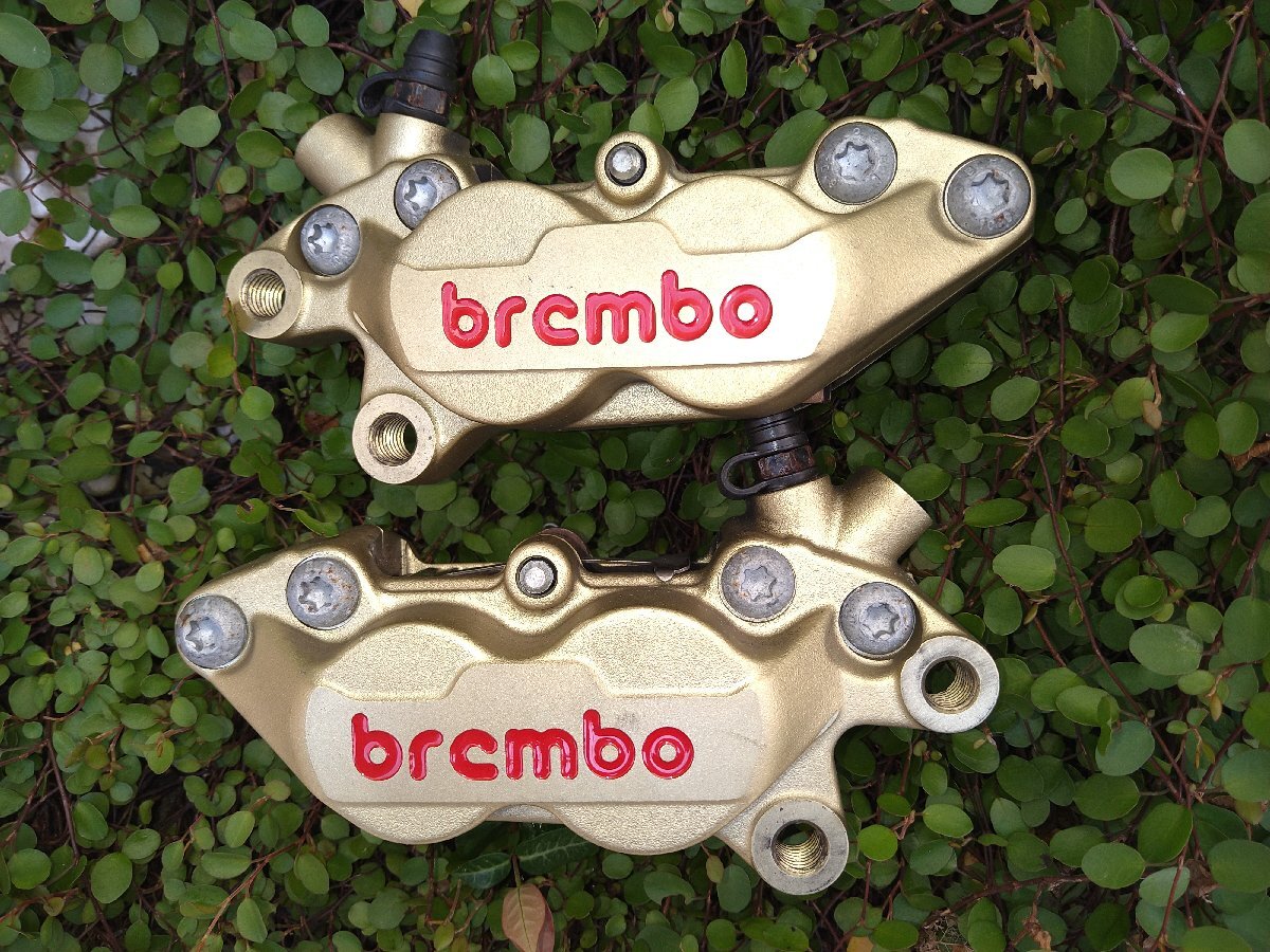 Brembo front brake calipers GOLD left right red color Logo 40mm RED LOGO P4 30/34 clean 