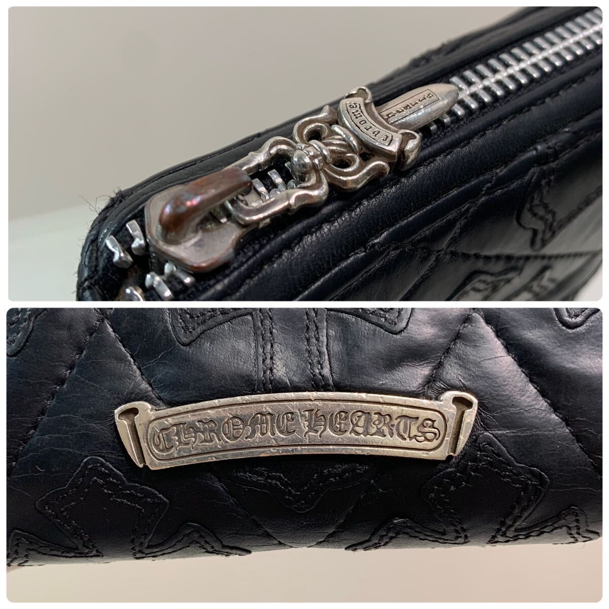 CHROME HEARTS Cementary Cross Patch Quilting Black Leather CHROME HEARTS Cementary Cross Patch Quilting Black Leather
