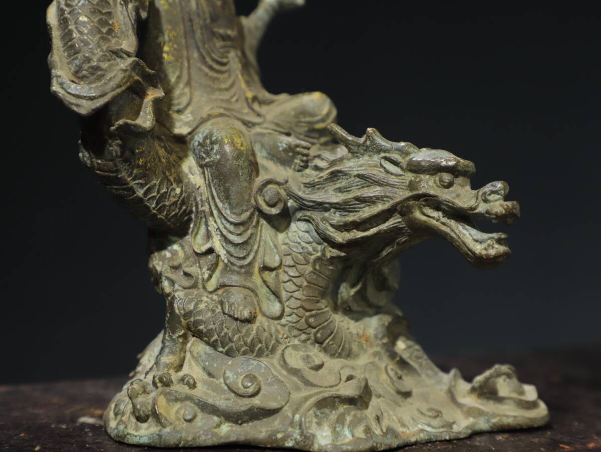珍品旧蔵*清時代 銅拓金 【玉竜観音】 仏像 擺件 賞物 極細工 古 珍品旧蔵*清時代 銅拓金 【玉竜観音】 仏像 擺件 賞物 極細工 古
