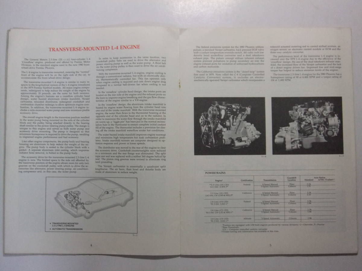 ☆☆T-8742★ 昭和55年 外車 ポンティアック フェニックス 広報資料 プレスリリース ★レトロ印刷物☆☆_画像4