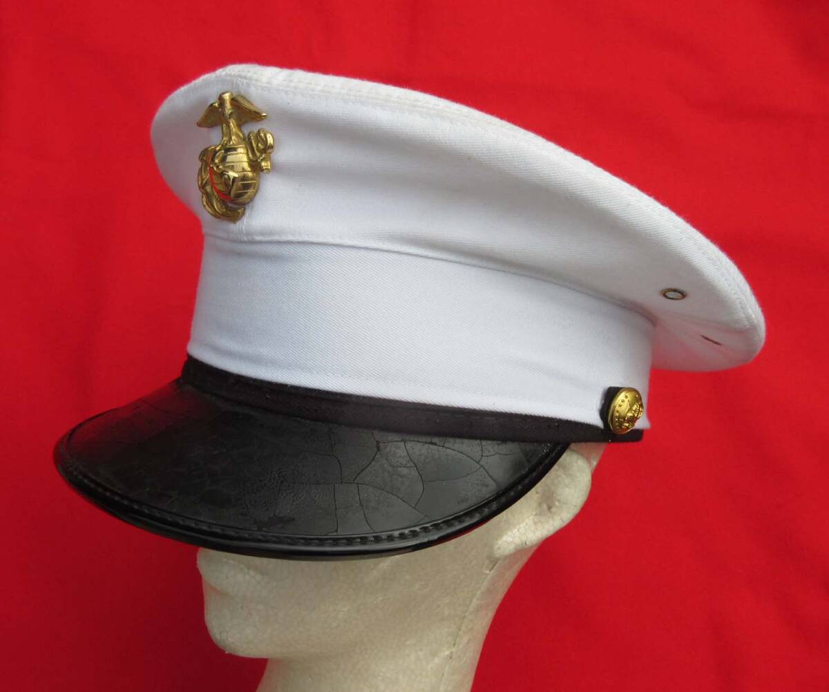 ★1940年代*アメリカ軍*海軍*銀製+金張り製*将校略帽章(実物) アメリカ海兵隊・ホワイトキャップ(制帽 アメリカ軍米軍制服