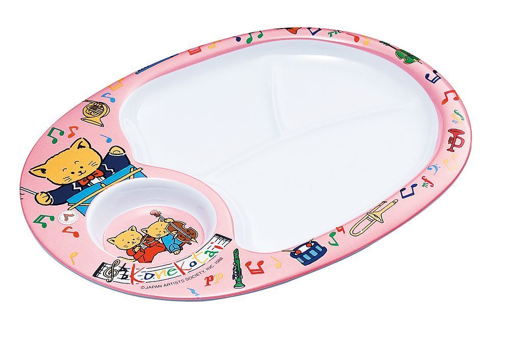 (まとめ買い)エンテック お子様食器 こねこたい お子様ランチ皿 ピンク L-102 〔×3〕