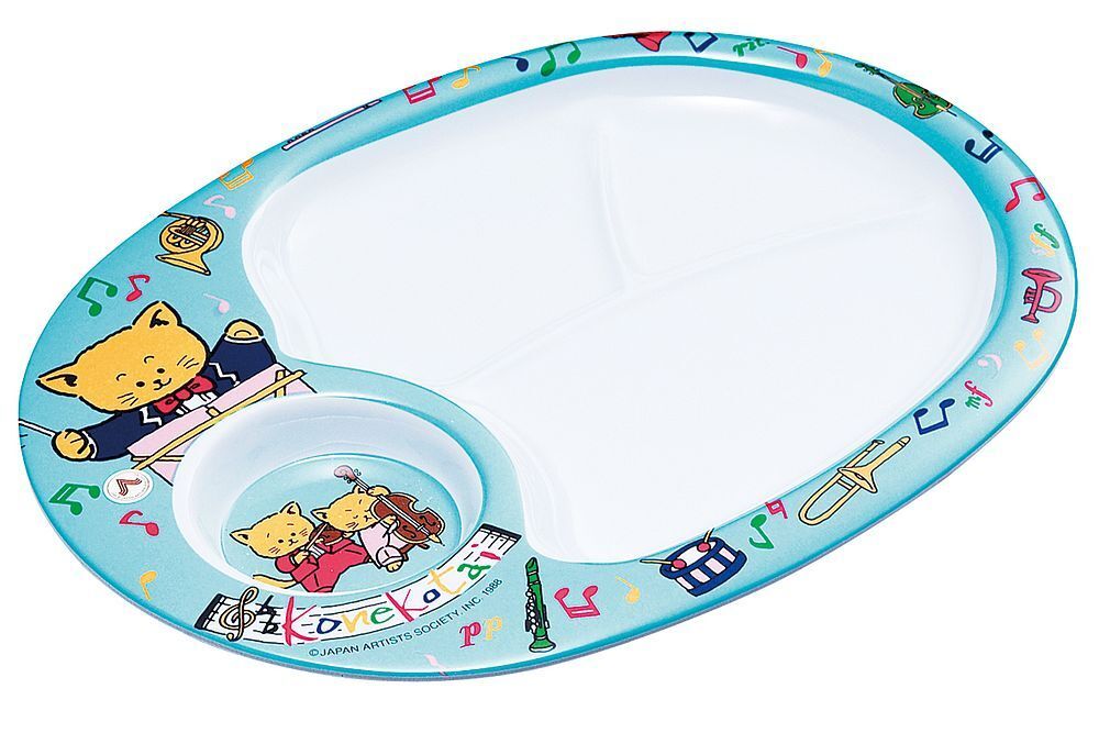(まとめ買い)エンテック お子様食器 こねこたい お子様ランチ皿 ブルー L-101 〔×3〕