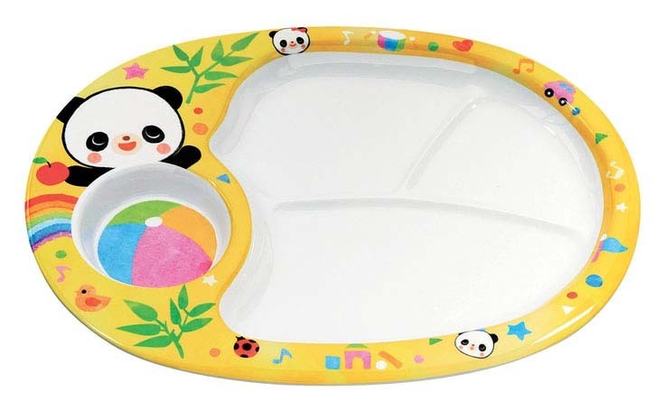 (まとめ買い)エンテック お子様食器 赤ちゃんパンダ お子様ランチ皿 L-7 〔×3〕