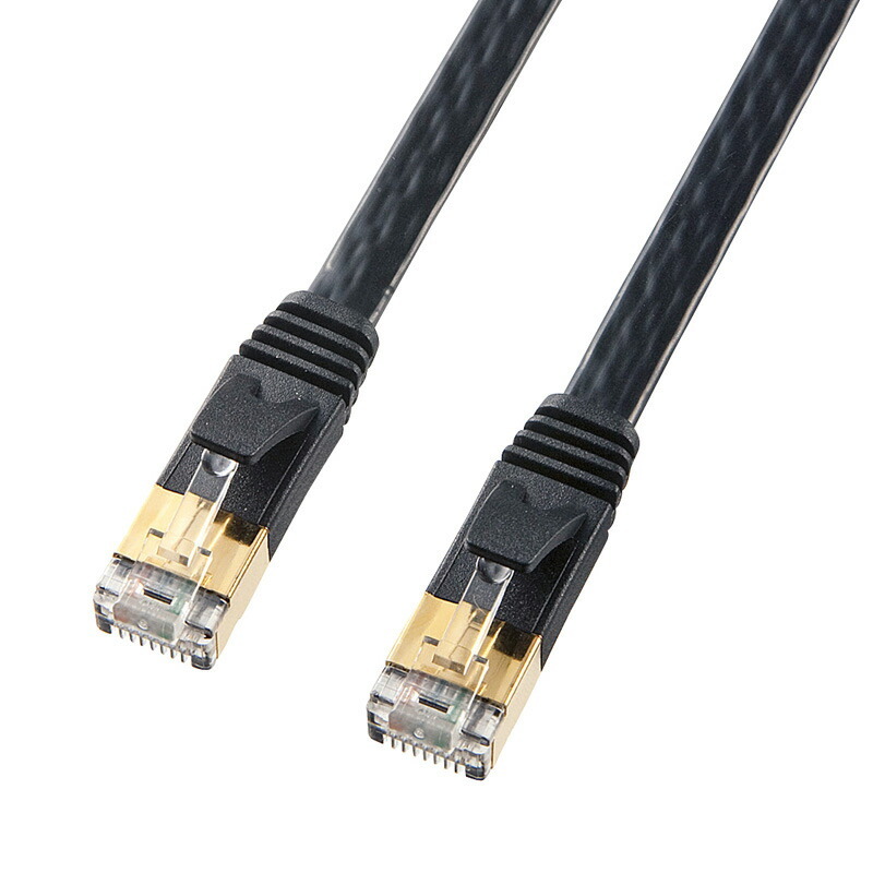 (まとめ買い)サンワサプライ カテゴリ7フラットLANケーブル 5m ブラック KB-FL7-05BKN 〔×3〕