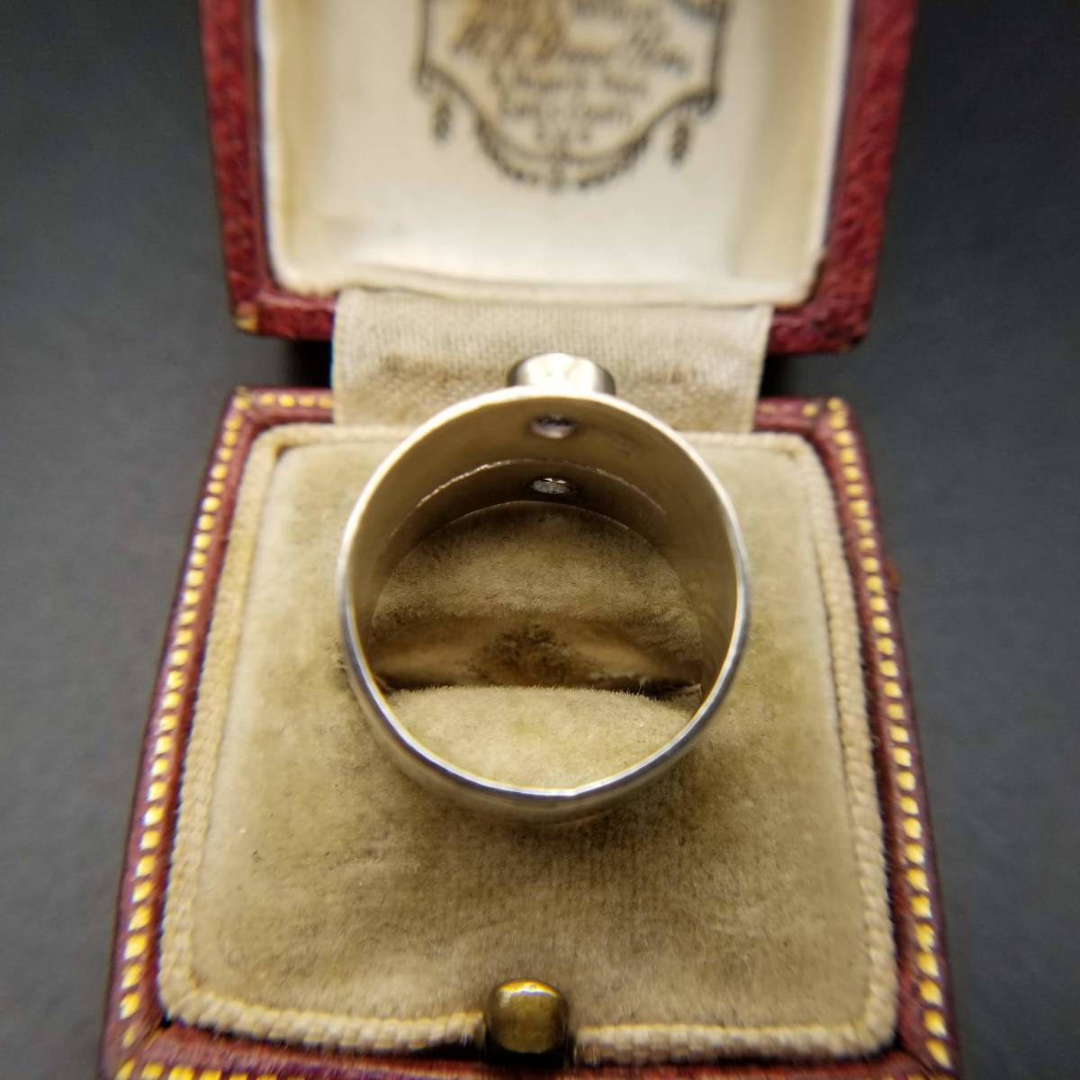 2色のクリアストーン 薄紫/黄色 925 シルバー ヴィンテージ リング 指輪 銀 幅広バンド レイヤー 2段 存在感 Y17-B_画像6