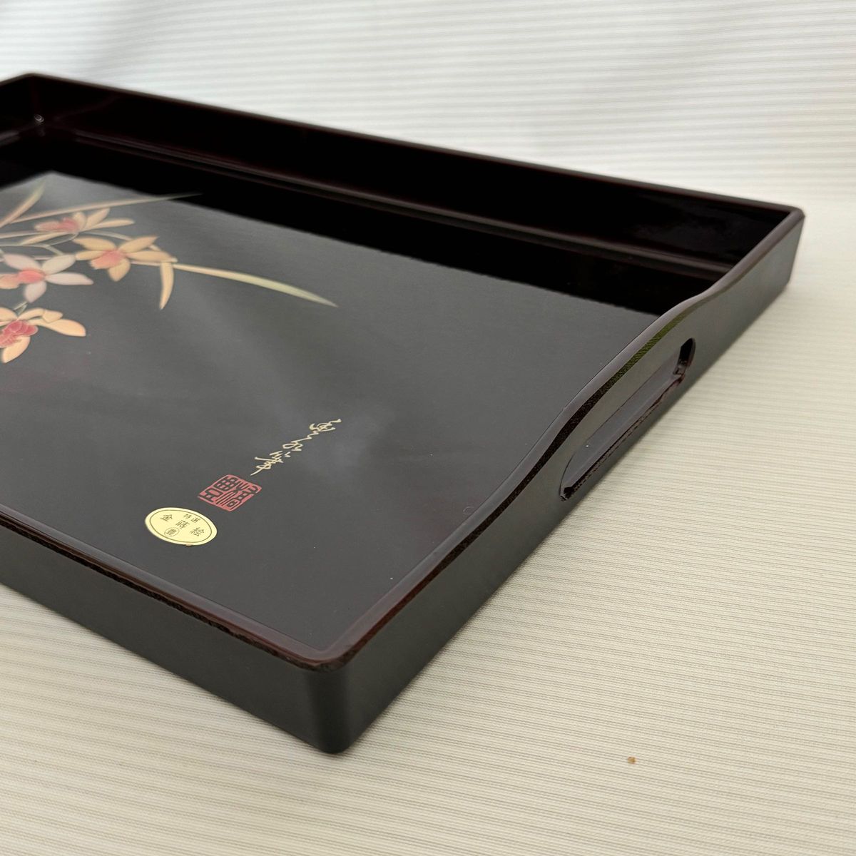 お盆 特選 金蒔絵 特選盛上金蒔絵 漆川芸 トレー 漆器 角盆 長手 お盆 特選 金蒔絵 特選盛上金蒔絵 漆川芸 トレー 漆器 角盆 長手