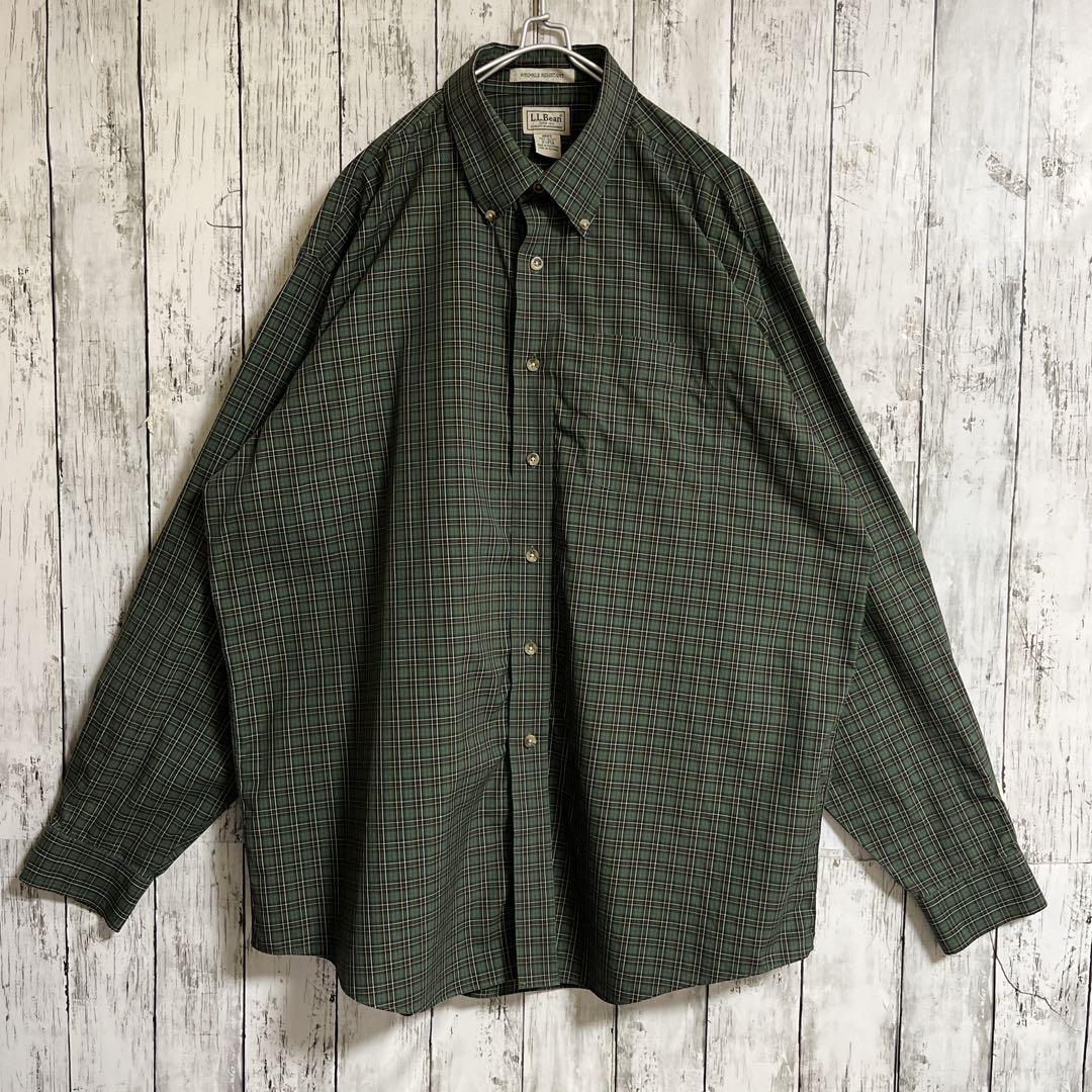 LLBean エルエルビーン 長袖BDシャツ ボタンダウン 2XL 緑 LLBean エルエルビーン 長袖BDシャツ ボタンダウン 2XL 緑