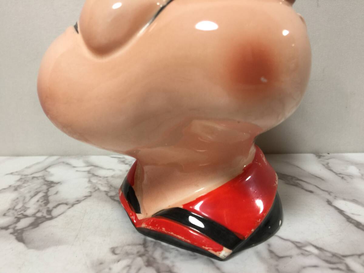 低価格の 高さ約17cm 貯金箱 ポパイ 裏蓋無し A3 当時物 陶器 ヴィンテージ ポパイ