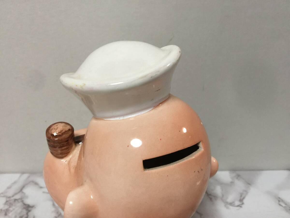 アメリカ通販ファッション ポパイ 貯金箱 高さ約17cm 裏蓋無し ヴィンテージ 陶器 当時物 A3 ポパイ