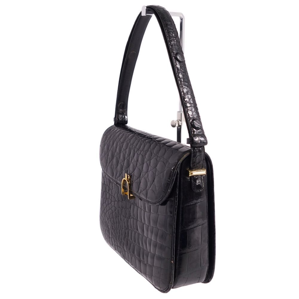  crocodile CROCODILE bag shoulder bag crocodile wani leather bag bag lady's black cg10ms-rm05e25813